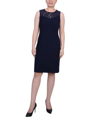 Petite Two Piece Novelty Knit and Lace Dress Set