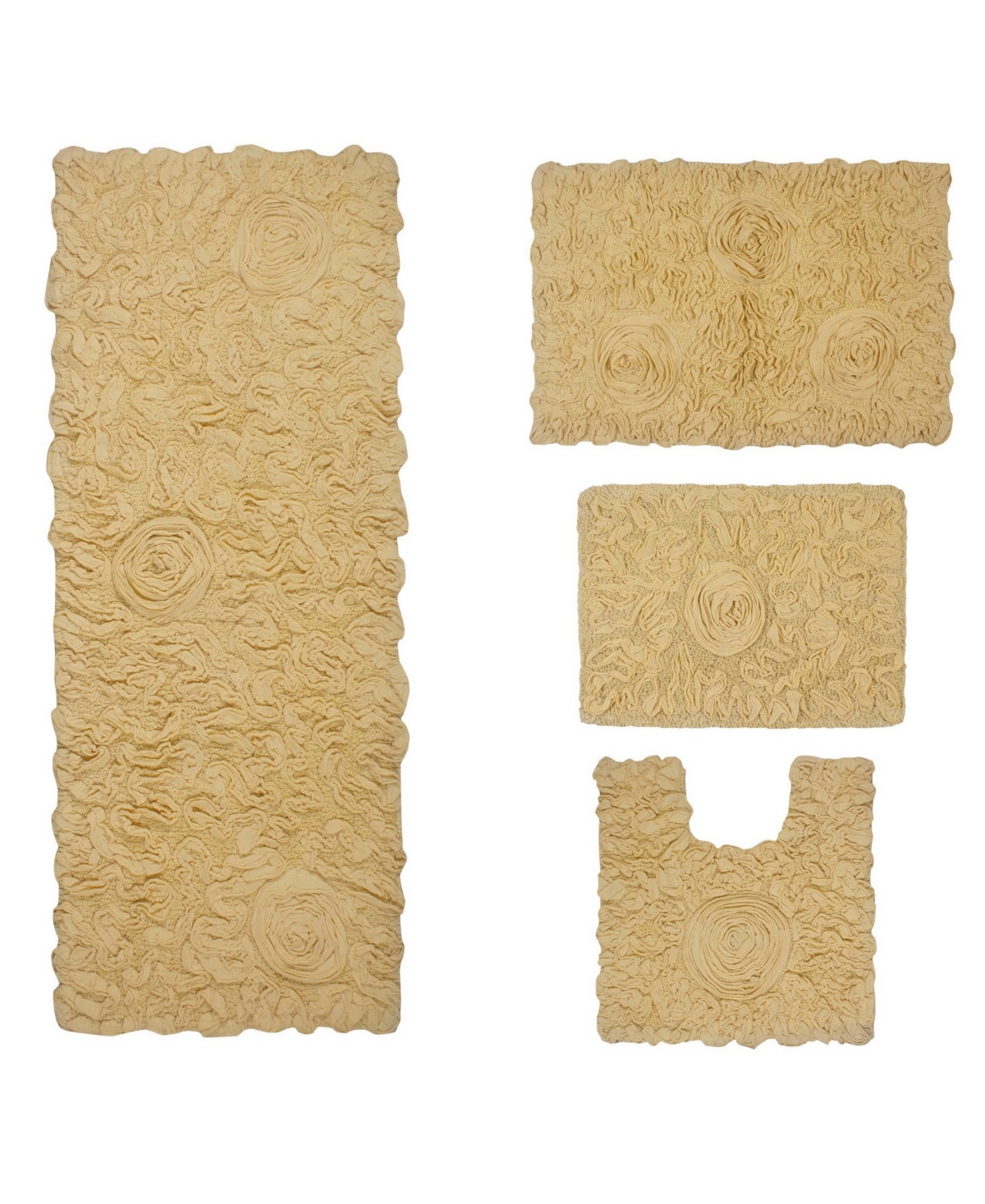 Home Weavers Bell Flower 4-pc. Bath Rug Set In Butter