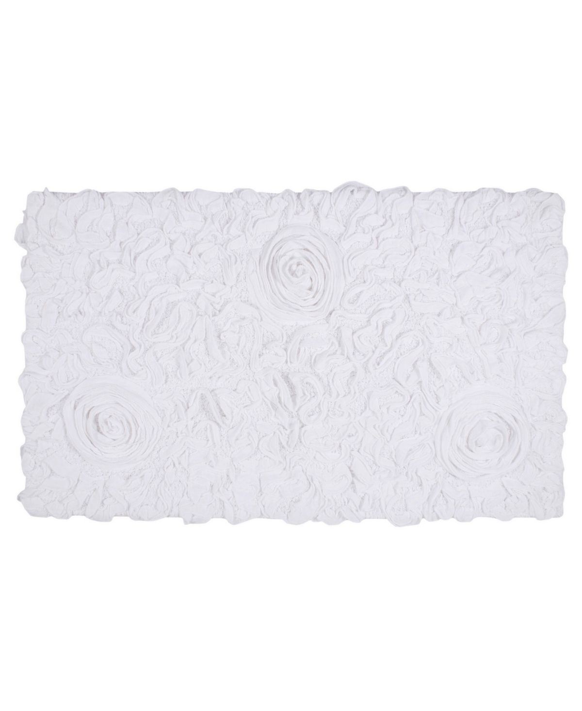 Home Weavers Bell Flower Bath Rug, 24" X 40" In White