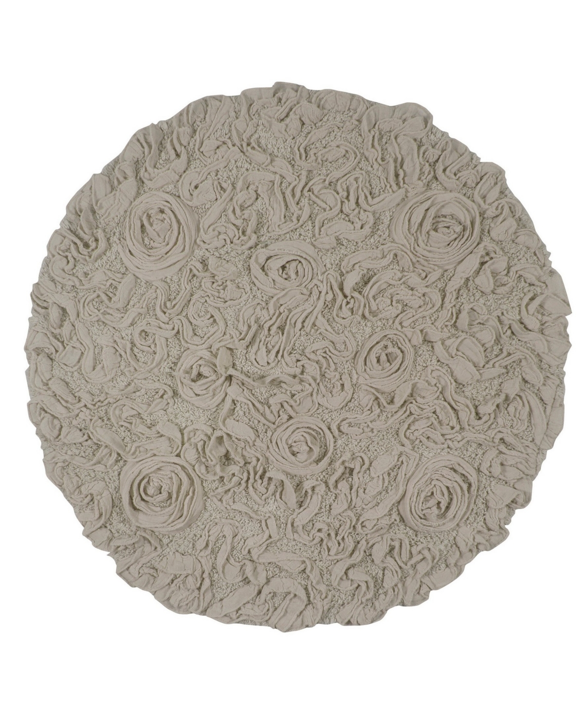 Home Weavers Bell Flower Bath Rug, 30" Round In Linen