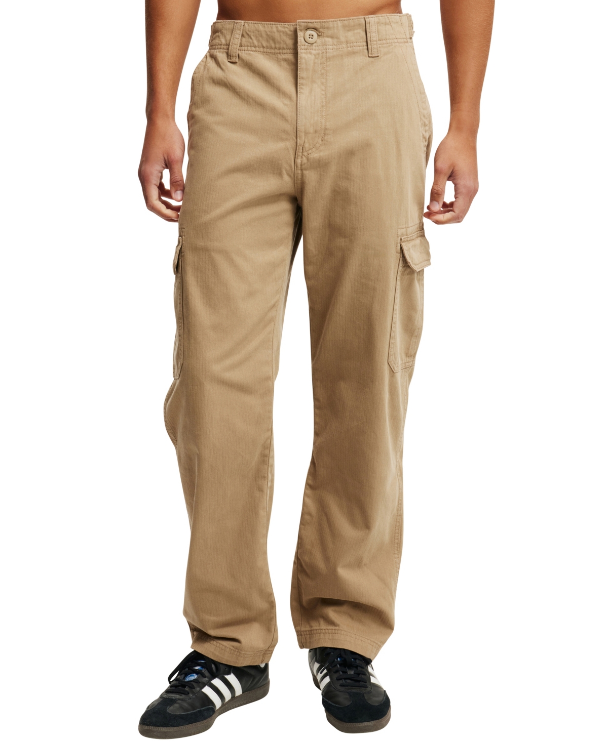 Shop Cotton On Men's Tactical Cargo Pants In Light Camel Herringbone