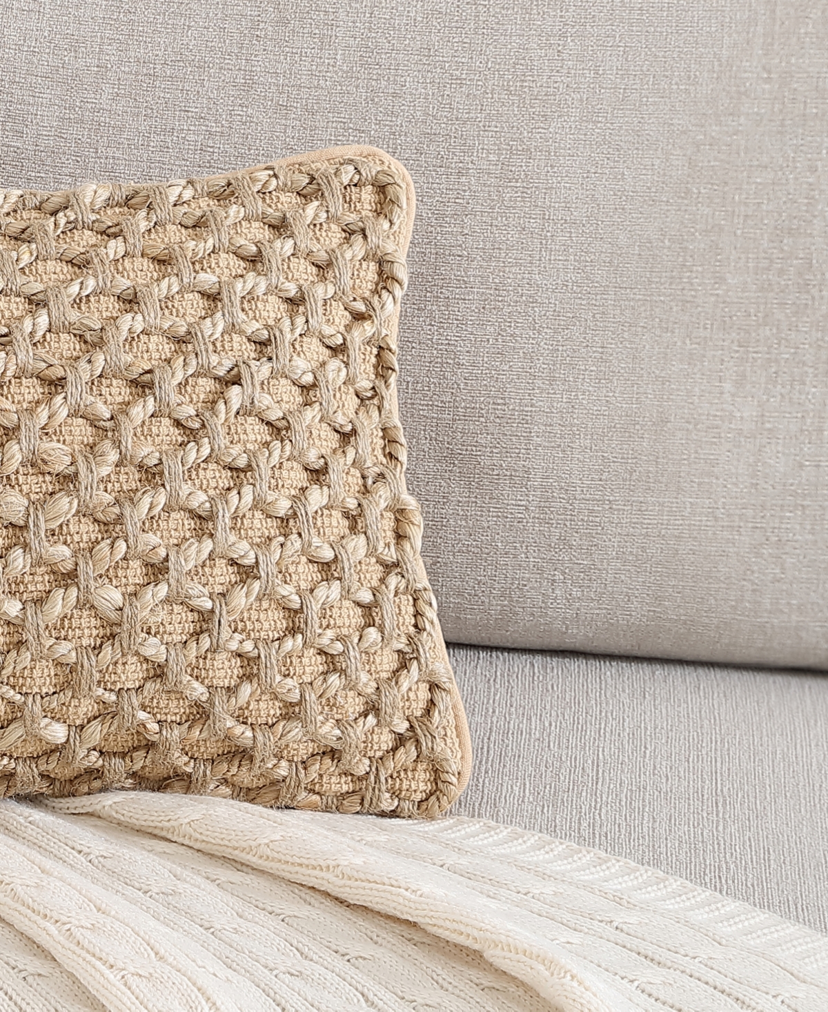 Boho Living Jada Jute Decorative Pillow, 12" X 20" In Sand