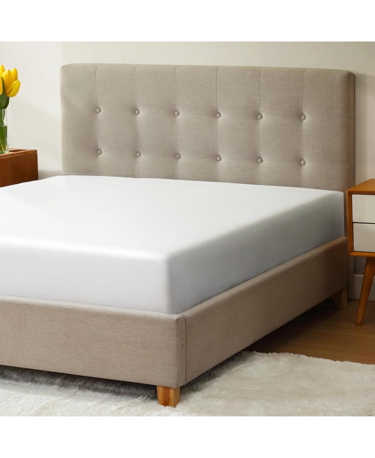 Circles Home Soft as Silk Fitted Sheet with Durable Elastic Skirt for Snug Fit - Cotton Sateen - 300 Thread Count