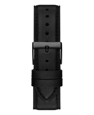 Men's Analog Black Genuine Leather Watch, 44mm