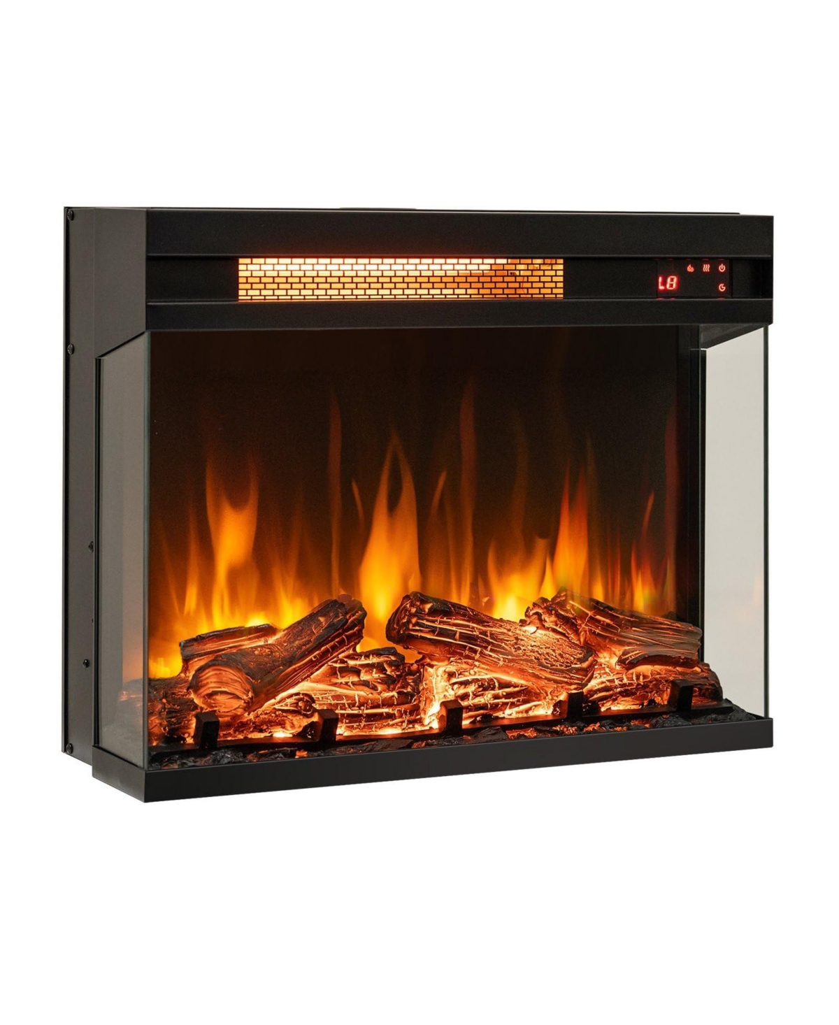 23 Inch 3-Sided Electric Fireplace 1500W Recessed Fireplace Insert