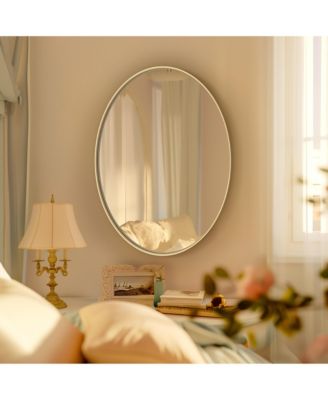 Decorative Gold Aluminum Frame Oval Wall Mirror Living Room Accent Decor Mirror