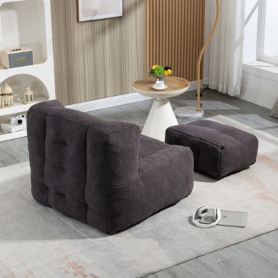 Fluffy Bean Bag Chair with Ottoman, Super Soft Lazy Sofa for Living Room-The Pop Home