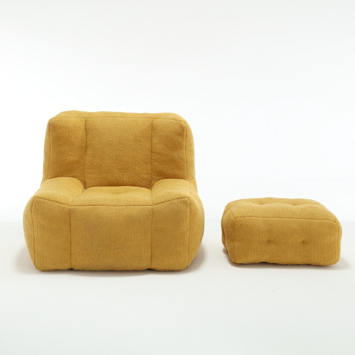 The Pop Home Fluffy Bean Bag Chair with Ottoman, Super Soft Lazy Sofa for Living Room-The Pop Home