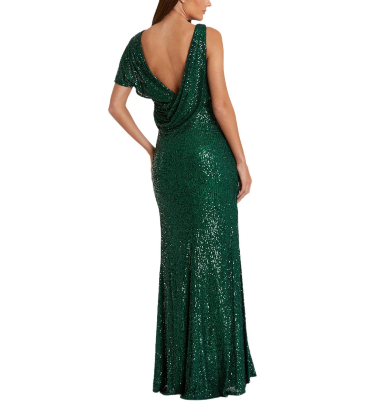 Mac Duggal Women's Sequined Asymmetrical Draped Trumpet Gown