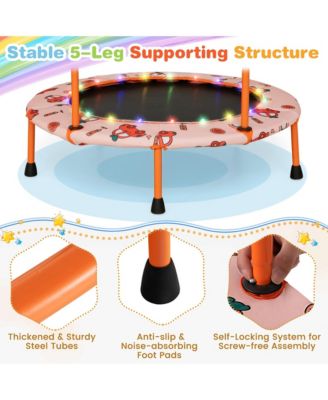 36'' Mini Toddler Trampoline w/ LED Bluetooth Speaker Detachable Handle Kids Gifts
