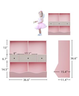 Kids Toy Storage Organizer, Kids Bookshelf with 2 Bookshelfs