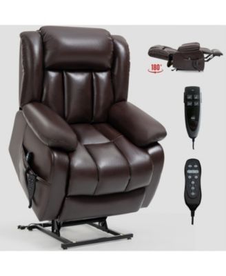 Electric Medium size Genuine Leather Power Lift Recliner Chair with 8-Point Vibration Massage and Lumbar Heating