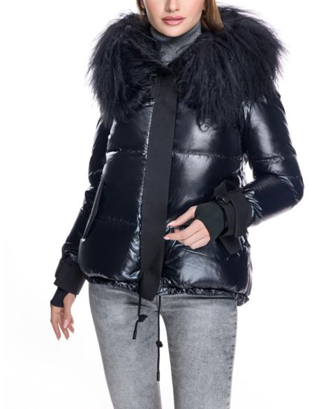 Женские куртки Julia & Stella By Maximilian Women's Nylon Jacket with Fur Trimmed Hood