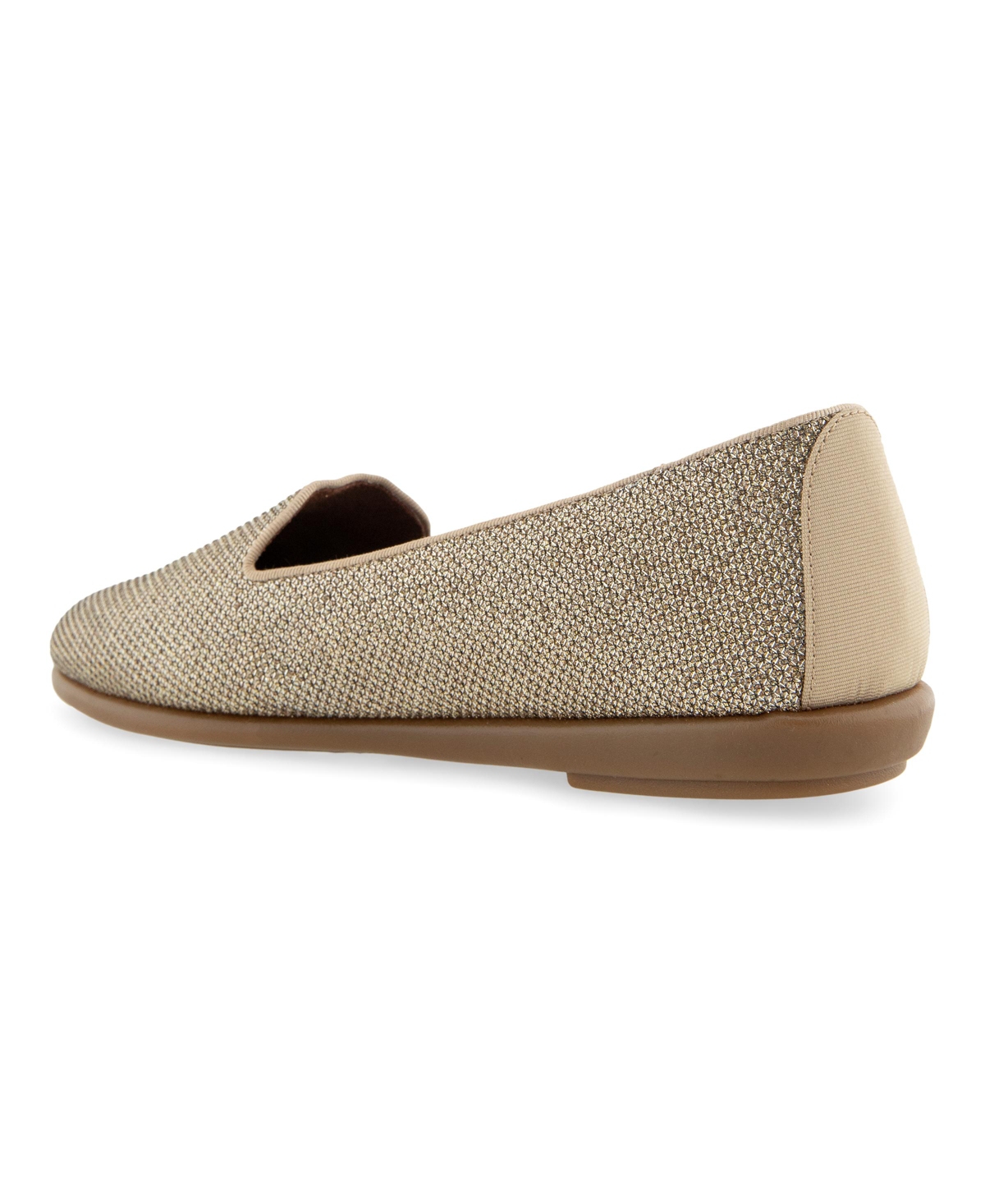 Shop Aerosoles Women's Betunia Closed Toe Flats In Soft Gold Metallic Fabric