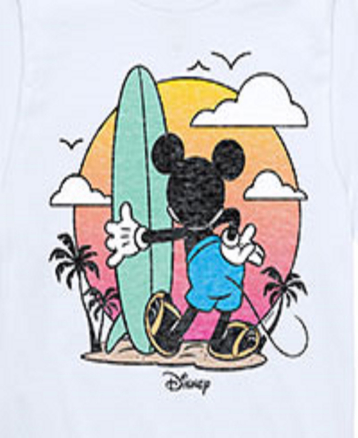 Hybrid Big Boys Disney Mickey Mouse Surfboard Graphic Tee In White