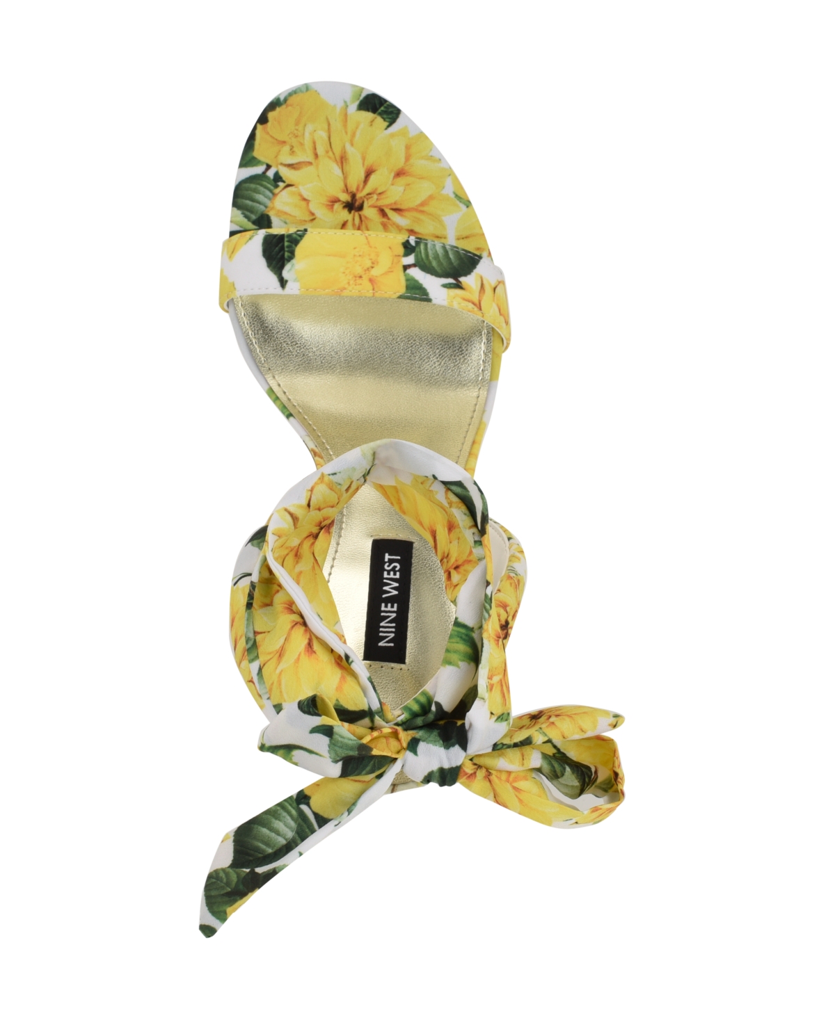 Nine West Kelsie Ankle Tie Sandal In Yellow Rose Floral