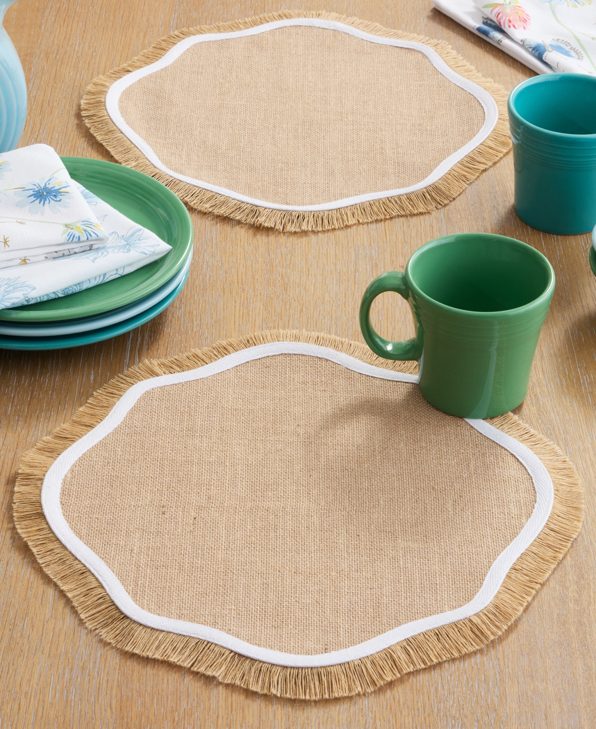 Fiesta Textured Jute Scallop Border Placemat, Set Of 4 In Natural