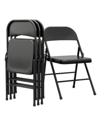 Foldable Dining Chairs Set of 4 – Metal Frame, 350 lb Capacity, Portable Orange Seats for Home, Office & Events.