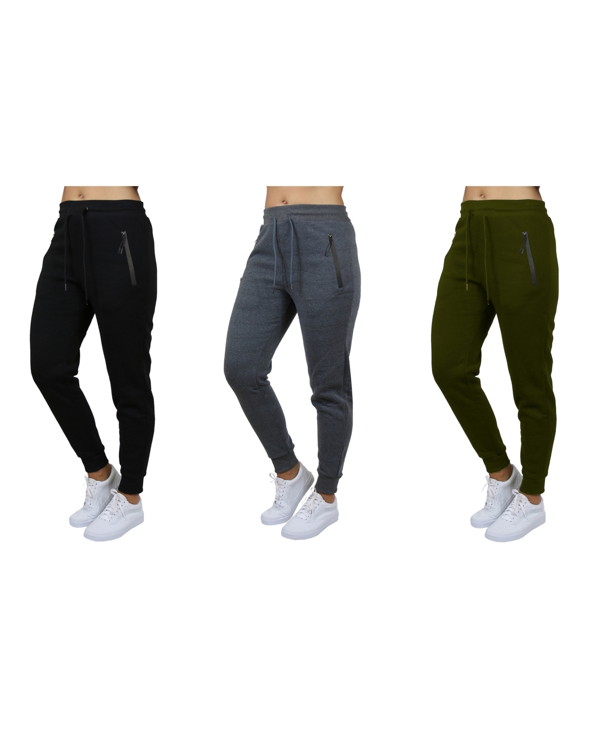 Shop Galaxy By Harvic Women's Pro Star Modern Fit Fleece Lined Joggers In Black-charcoal-olive