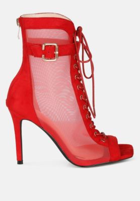 Womens Cabernet Mesh & Microfiber Stiletto Boots