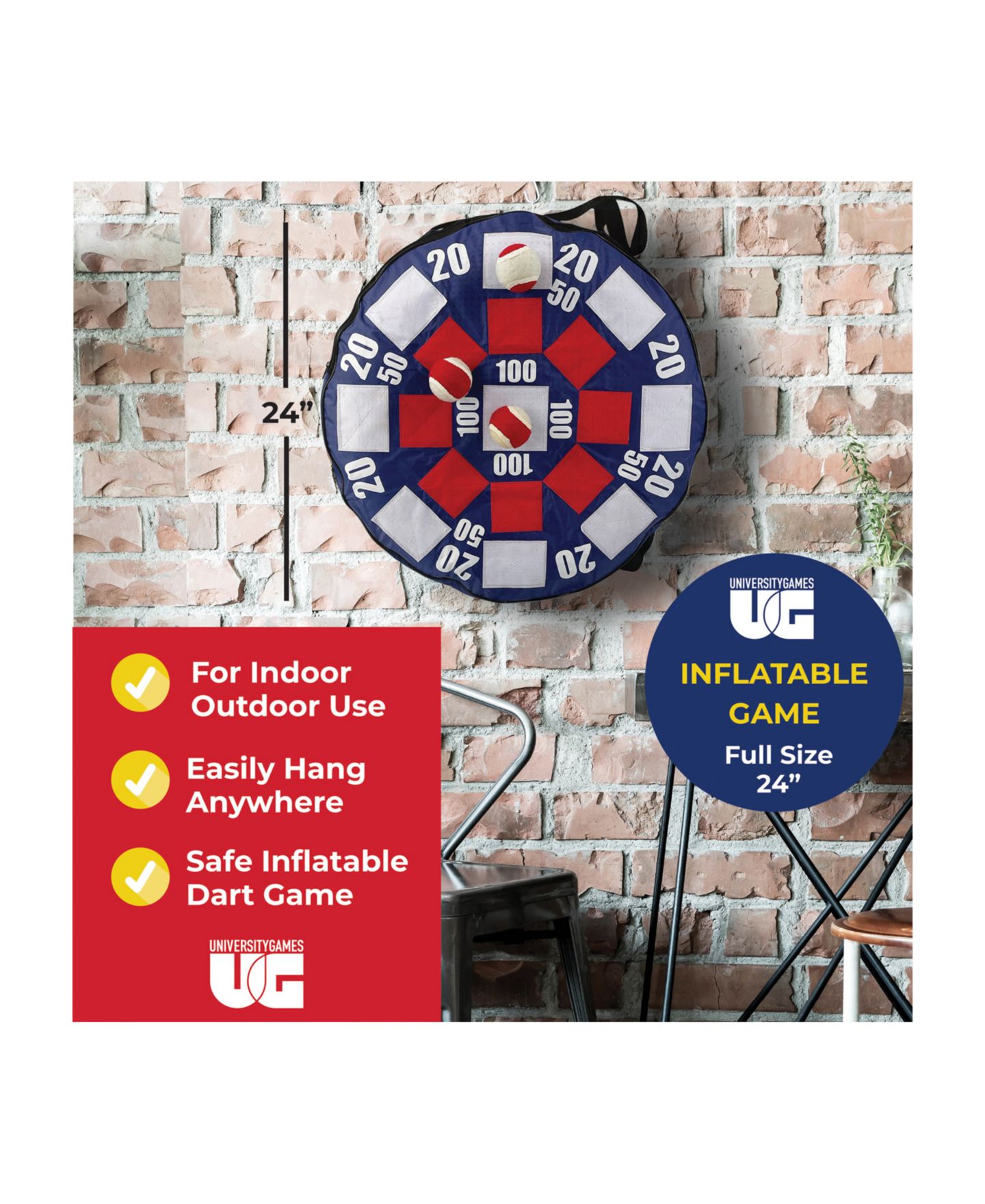 Детская игрушка University Games Target Toss 24" Inflatable Dart Ball Board, Ages 8+ — фото 3