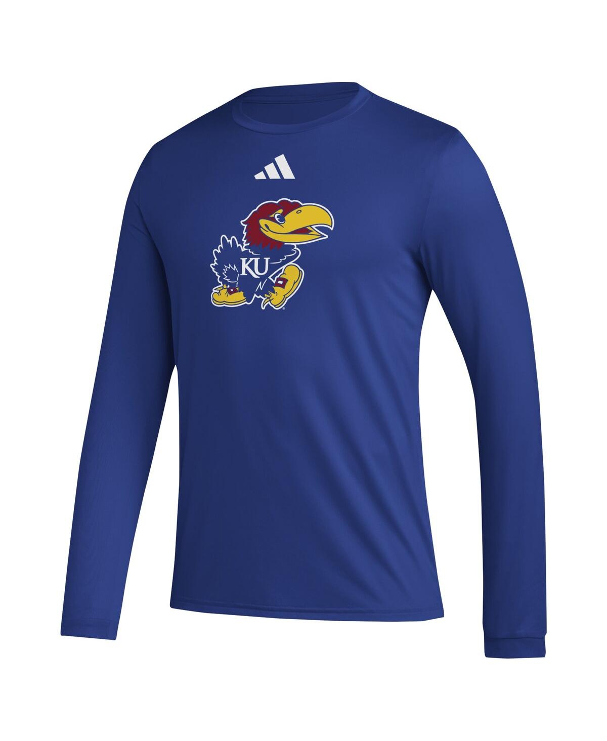 Adidas Men'sKansas Jayhawks Primary Locker Logo Pre-game Long Sleeve T-shirt - Royal