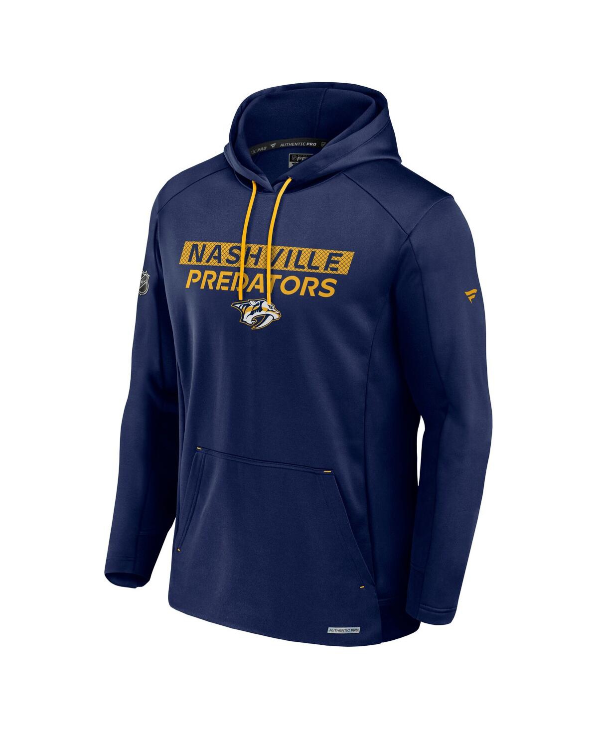 Fanatics Men's Navy Nashville Predators Authentic Pro Rink Fleece Pullover Hoodie In Navy