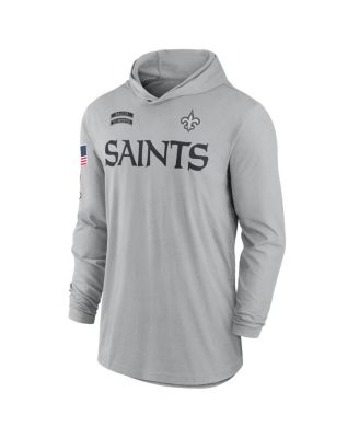 Men's Gray New Orleans Saints 2024 Salute to Service Lightweight Performance Long Sleeve Hooded T-Shirt