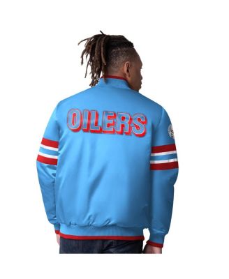 Men's Light Blue Houston Oilers Gridiron Classics Vintage Logo Scout I Full-Snap Varsity Jacket