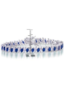 Sterling Silver Blue Cubic Zirconia Marquise Tennis Bracelet
