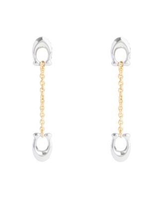 COACH Faux Stone Signature Pavé C Linear Earrings