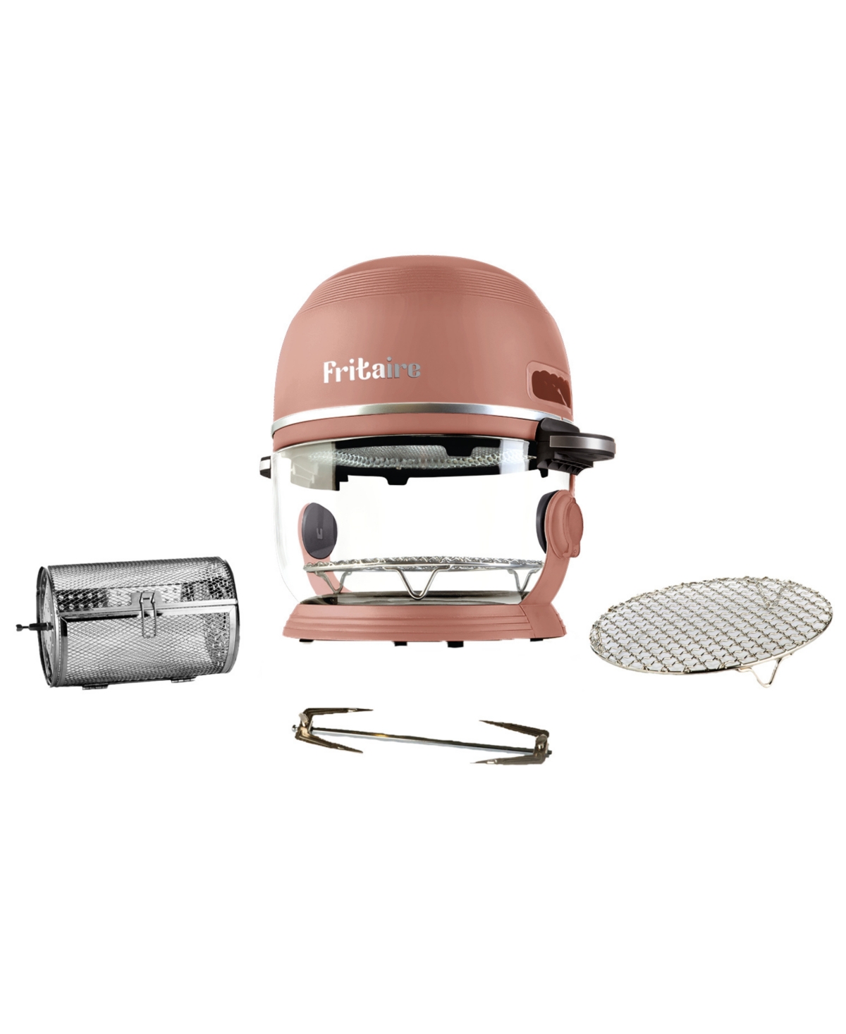 Fritaire Self Cleaning Glass Bowl Air Fryer Set, 4 Piece In Mauve Rose