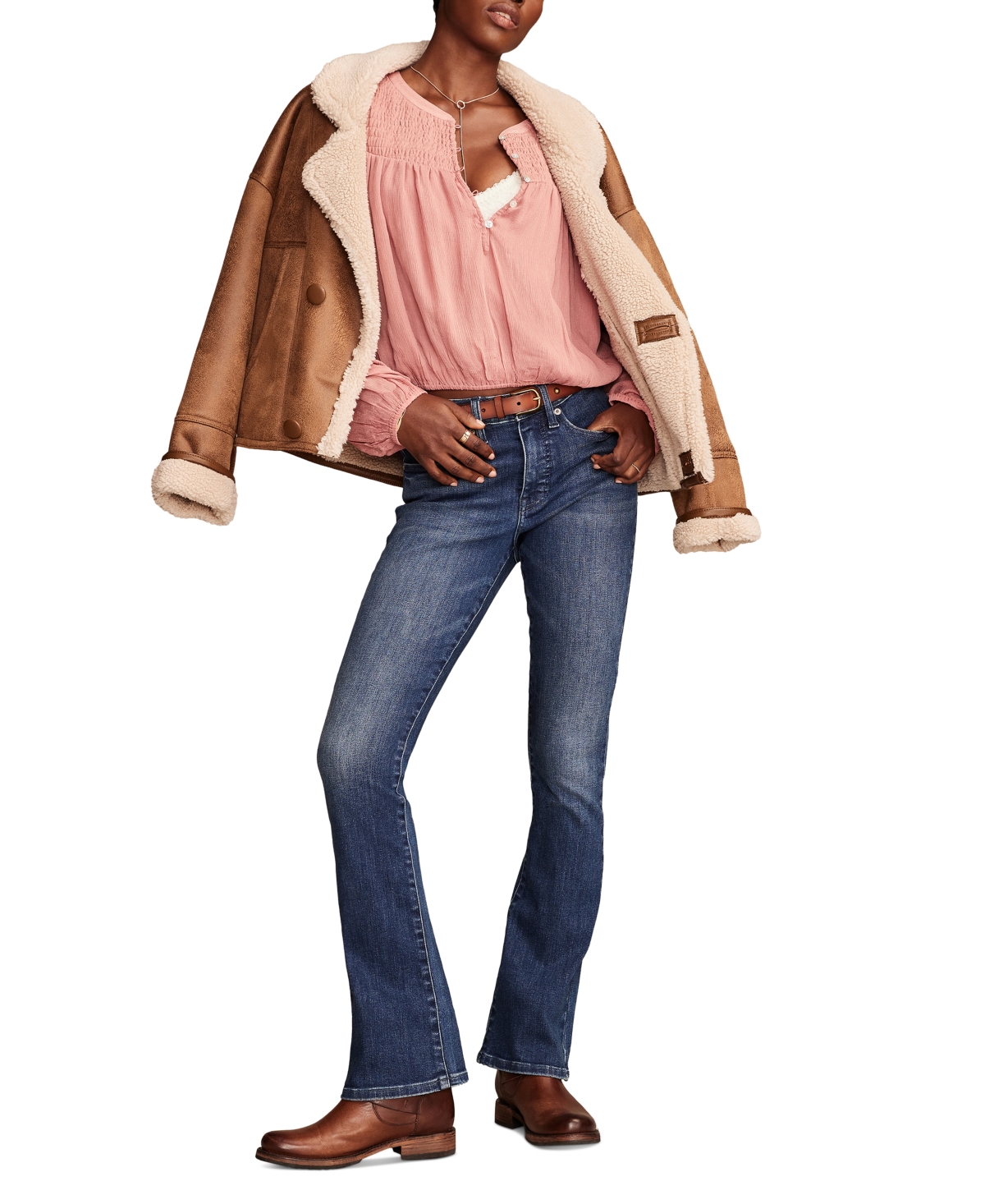 Shop Lucky Brand Women's Smocked Bubble-hem Top In Ash Rose