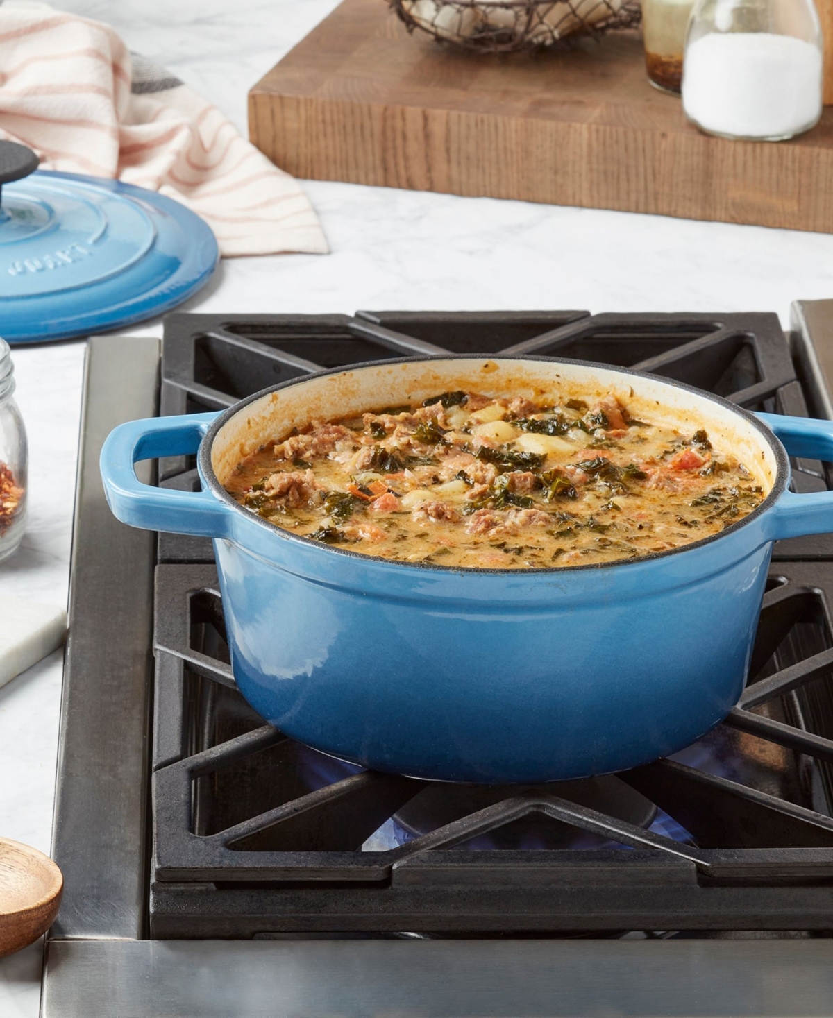 Smith And Clark Blue Gradient 5-quart Enameled Cast Iron Dutch Oven In Blue