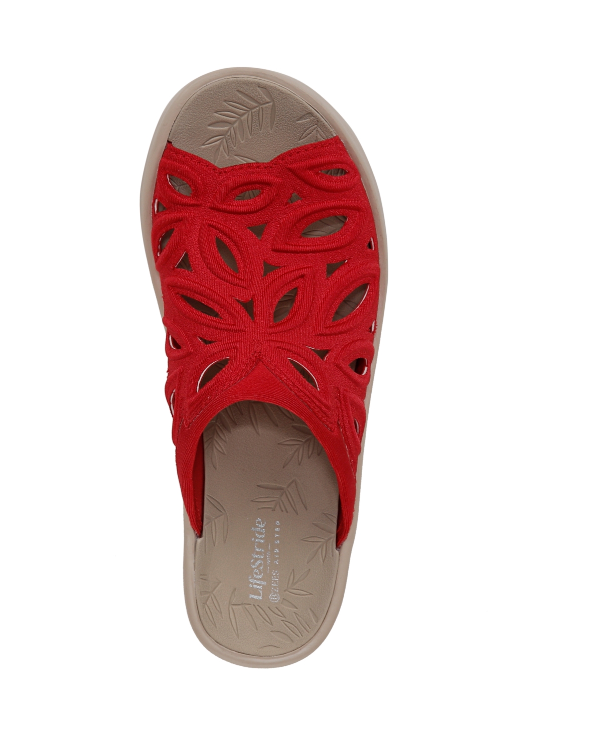 Shop Bzees Women's Susie Washable Slide Wedge Sandals In Fire Red Shimmer Lycra Fabric