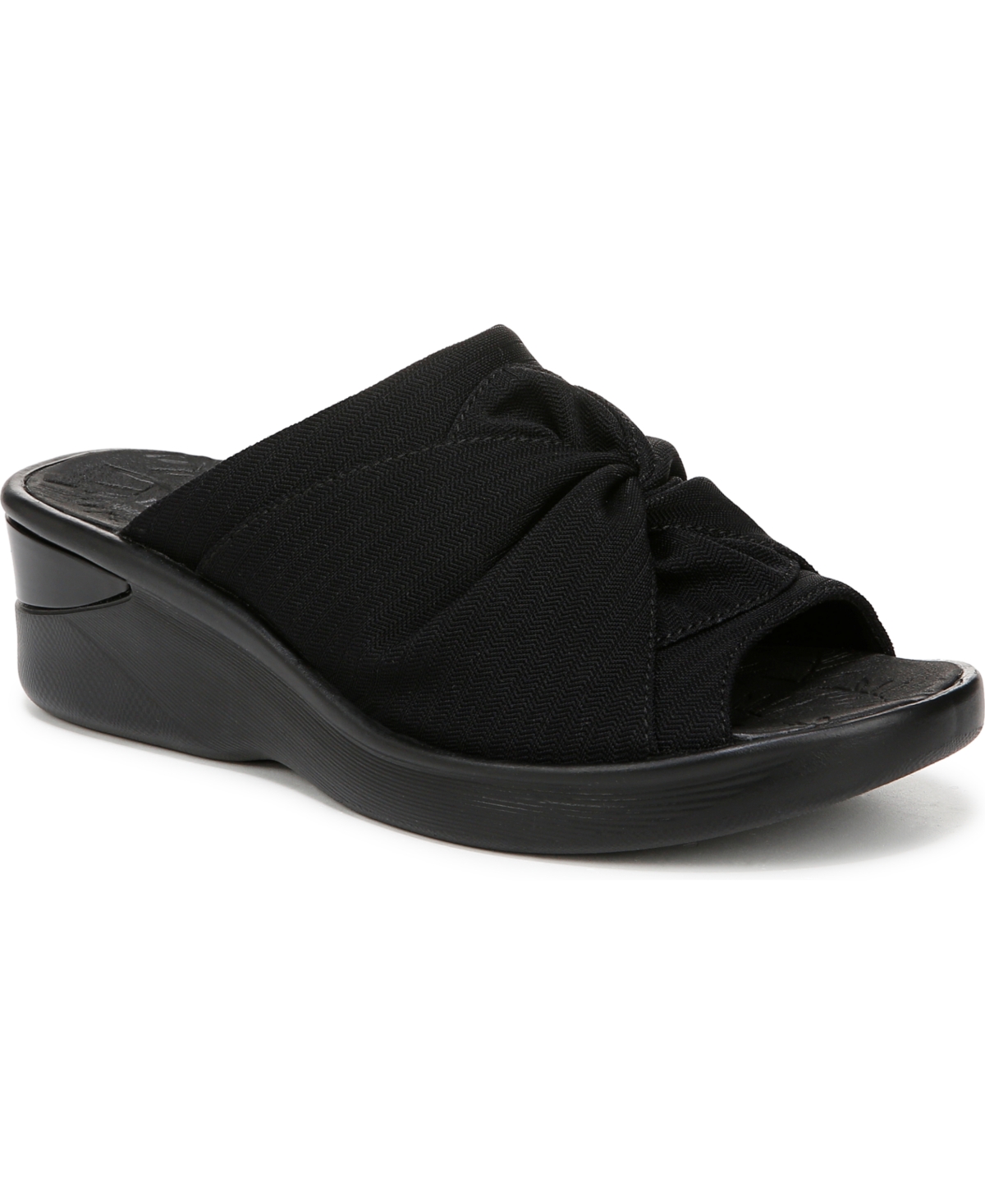 Bzees Cherish Slide Sandal In Black Stretch Fabric