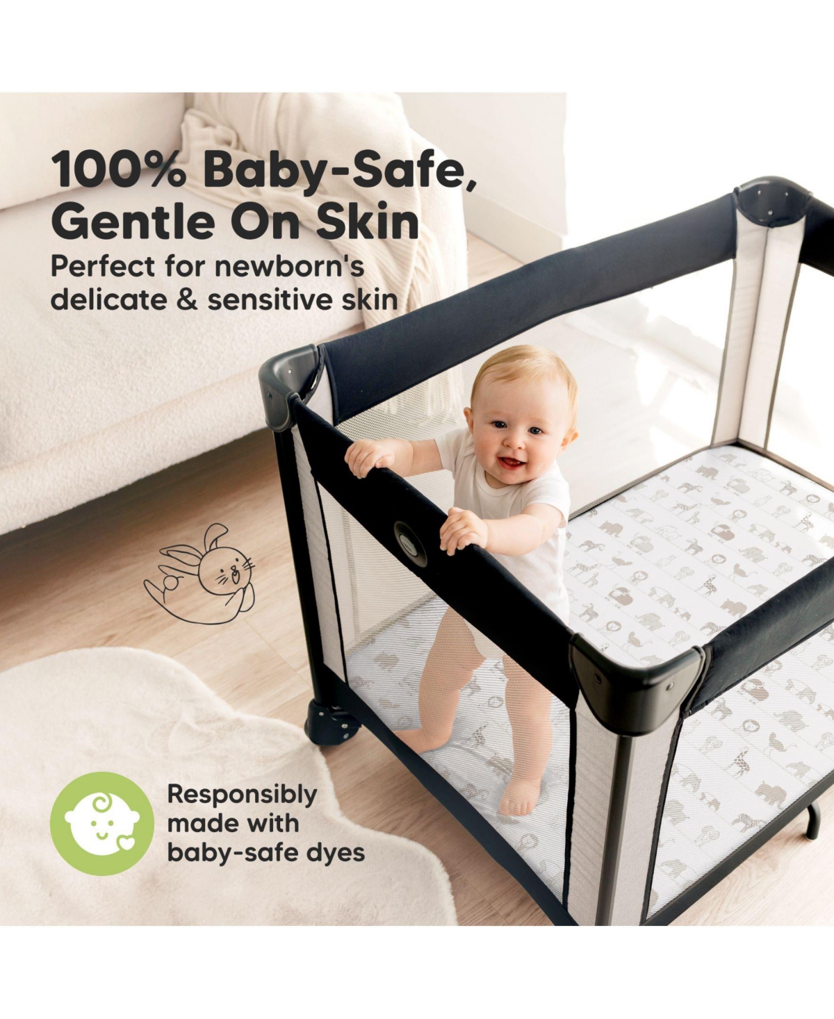 KeaBabies 2-Pack Mini Crib Sheets, Pack and Play Sheets Fitted, Pack N Play Sheets, Organic Fitted Crib Sheet Cover