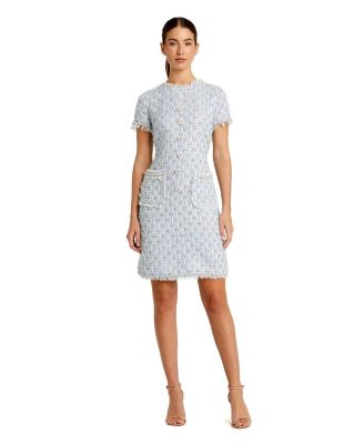 Mac Duggal Women's Cap Sleeve Floral Button Detail Shift Dress - Macy's