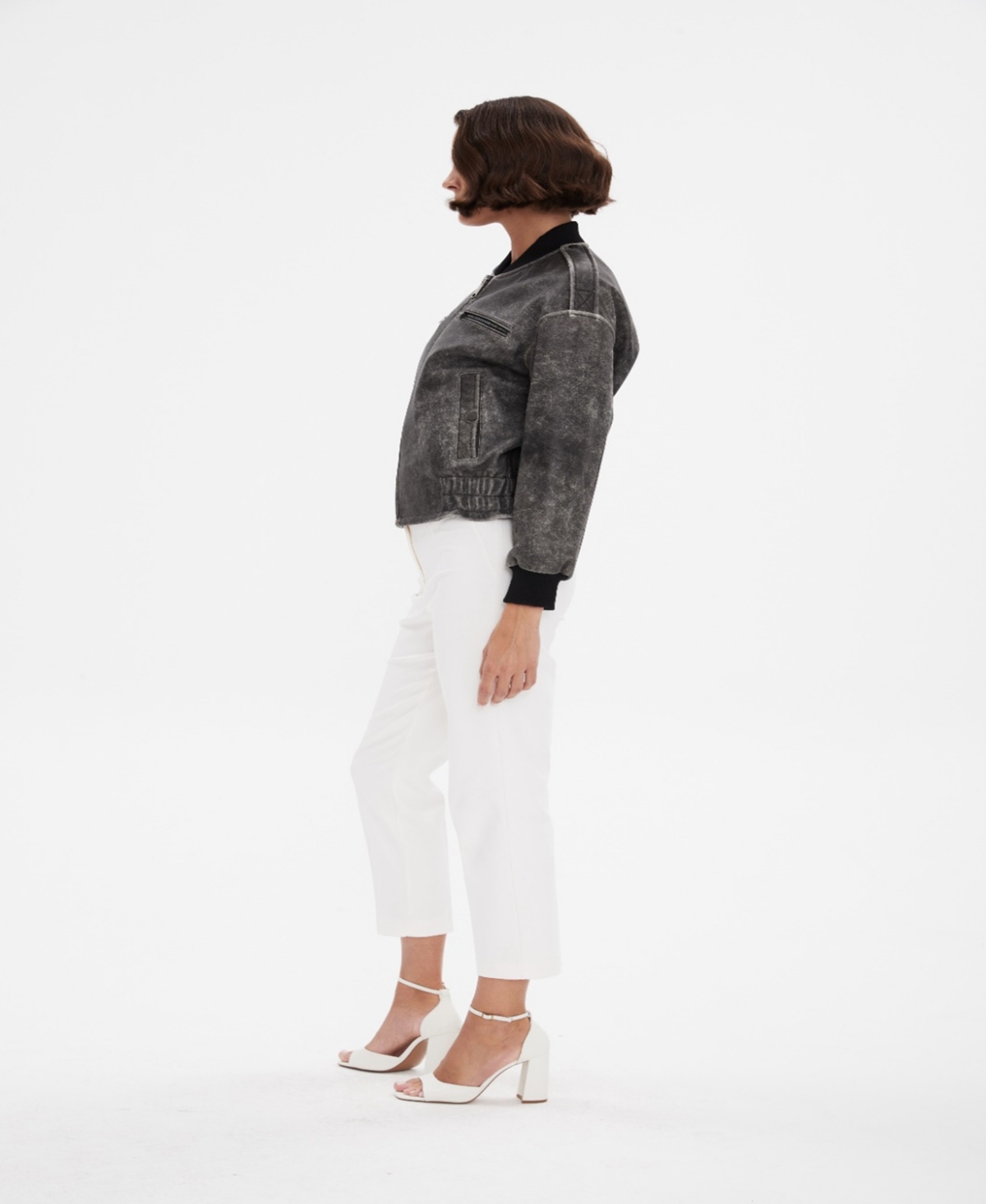 Furniq Uk Women's Leather Bomber Jacket,- Black