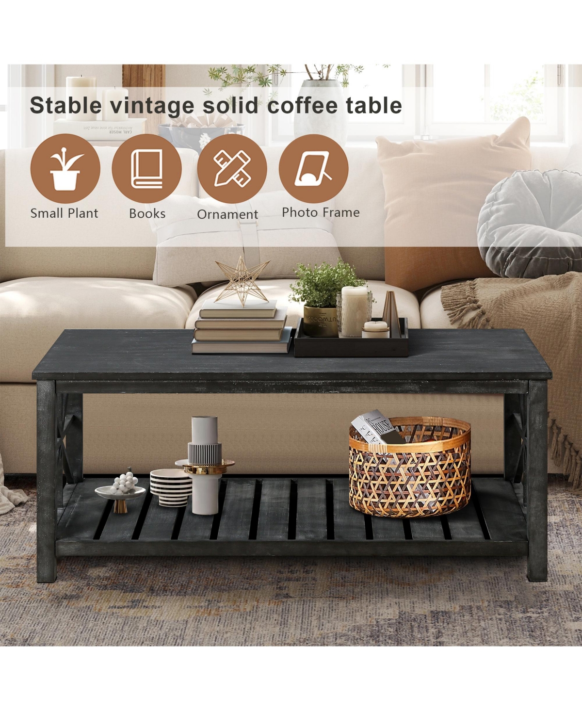 Slickblue Handcrafted Coffee Table In Front Of The Sofa Or Loveseat For Living Room