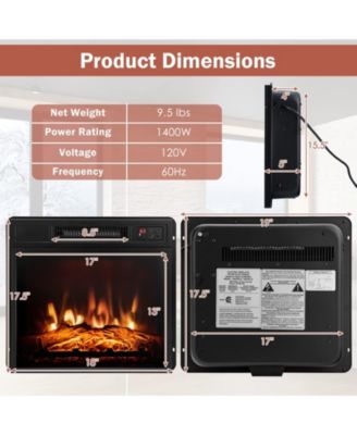 18 Inch Electric Fireplace Inserted with Adjustable LED Flame