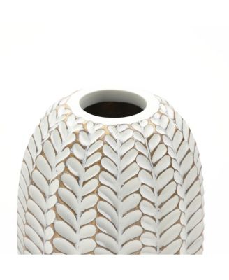 Modern Geometric Pattern Polyresin 13.5-Inch Tall Cylinder Vase
