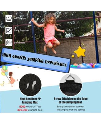 15FT Outdoor Large Trampoline Safety Enclosure Net w/ Basketball Hoop Ladder