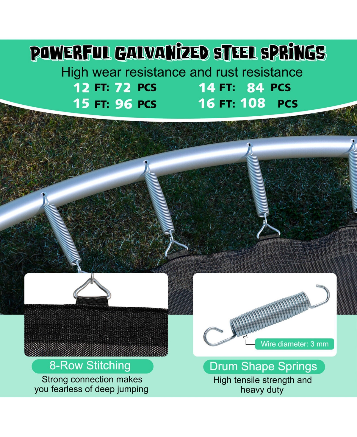 Gymax 16FT Recreational Trampoline w/ Inner Enclosure Net Basketball Hoop Ladder - Blue + black