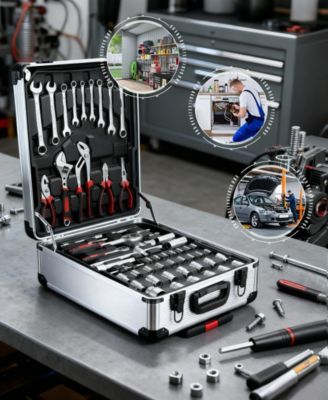 399-Piece Rolling Tool Set with Wheels, Aluminum Case and 4 Drawers, Metric Home and Auto Repair Tool Kit