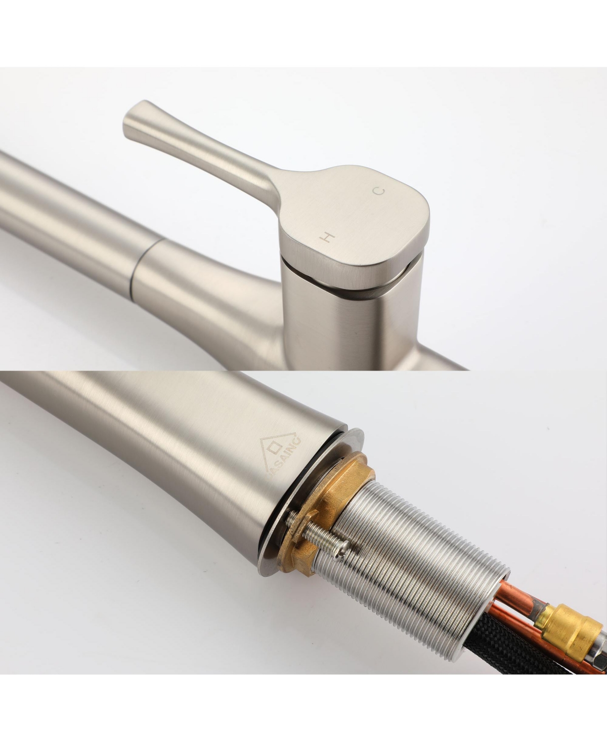 Casainc 1.8 Gpm Single-Handle Pull-Down Kitchen Faucet Single Hole with Deck Plate