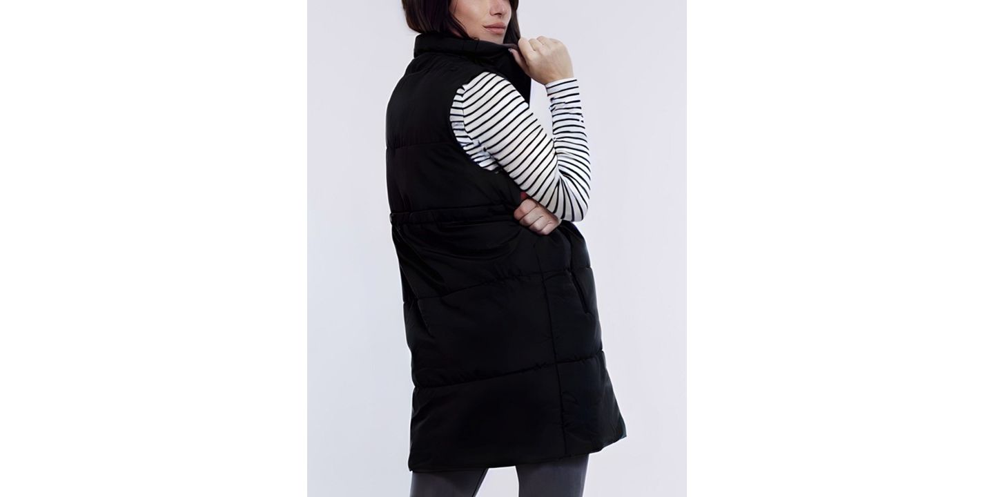 Женский жилет Motherhood Maternity Woven Full-Zip Sleeveless Quilted Puffer Vest, цвет: Чёрный — фото 2