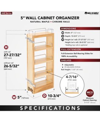 5" Pullout Wall Kitchen Cabinet Organizer Storage Rack, 448-WC-5C