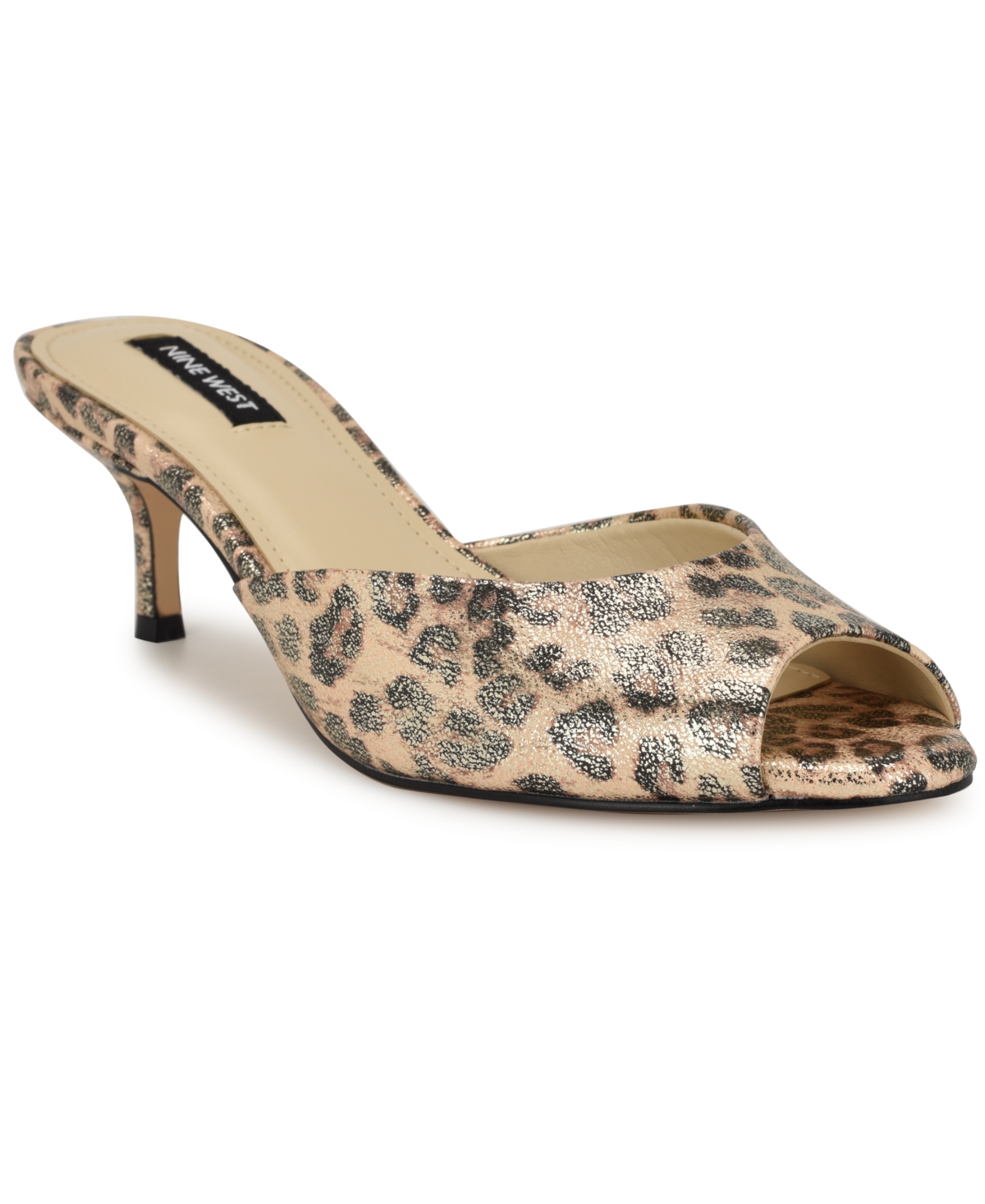 NINE WEST WOMEN'S LUVLIE OPEN TOE KITTEN HEEL DRESS SANDALS 