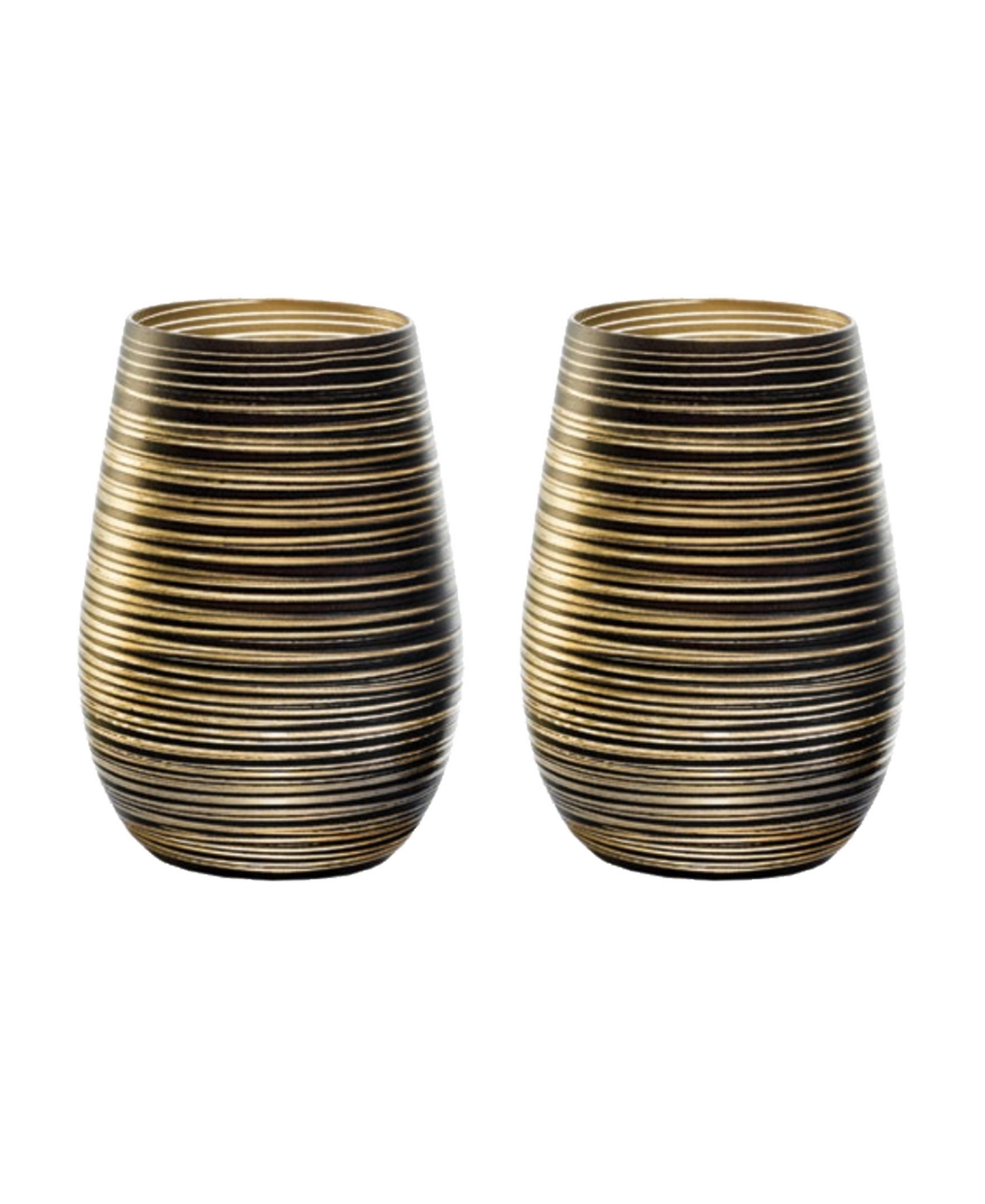 Stolzle Lausitz Olympia Twister Tumblers, Set Of 2 In Black With Gold